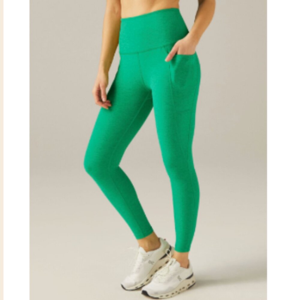 Spacedye Out Of Pocket High Waisted Midi Legging M Green Grass Heather